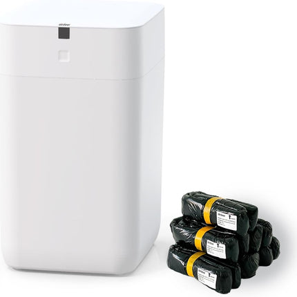 Airdeer A1 4 Gallon Self-Sealing Smart Trash Can — 6 Refill Rings — White Line