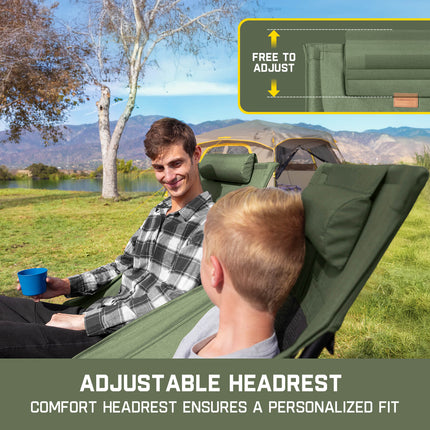 FanttikOutdoor Zeta L8 Max rocker camping chair with adjustable headrest and green mesh back