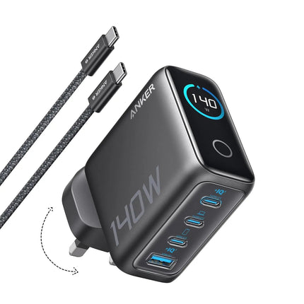 Anker Charger 140W, 4-Port Foldable PD 3.1 USB-C GaN Charger B2697 (with Cable)